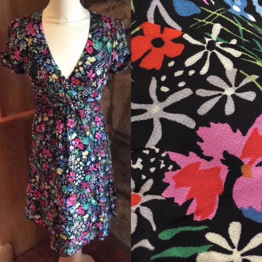 Vintage Topshop Tropical 1940s Tea Dress US 4 S